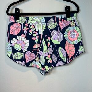 Carve Designs Floral Zelda Shorts Brigitte Navy Lined Swim Resort  Women's Large